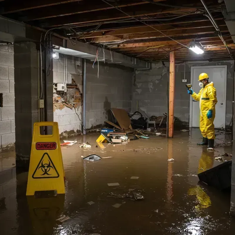 Flooded Basement Electrical Hazard in Beardstown, IL Property